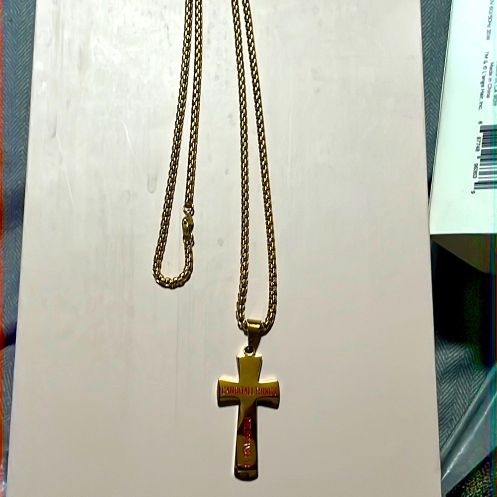 New necklace unisex baseball   with cross charm message : I can do all things